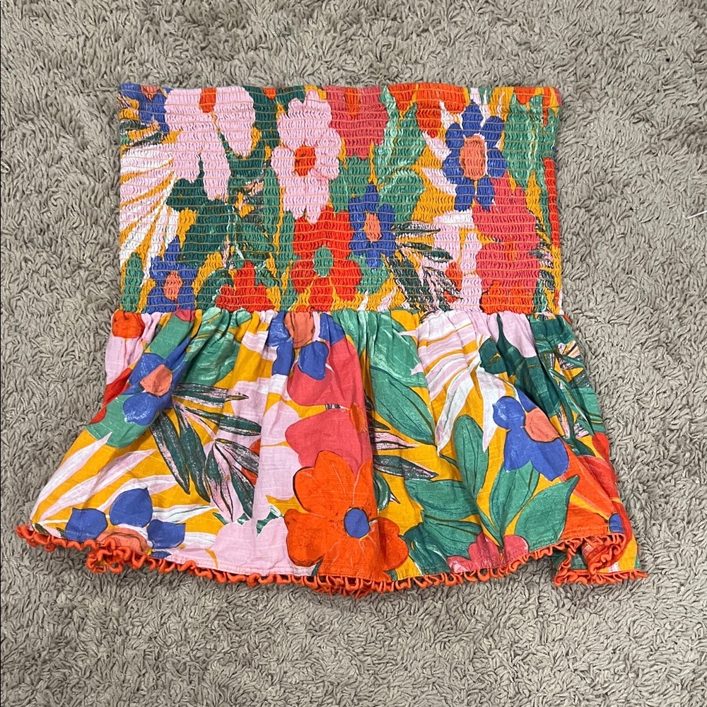 GB Colorful Floral Smocked Tube Top